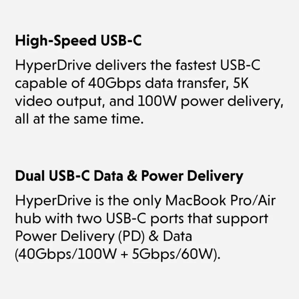 HyperDrive DUO 7in2 USBC-2 hub MacBook/pro